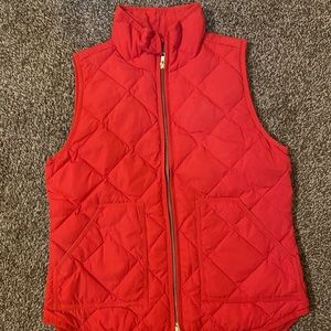 J. Crew Bright Red Quilted Vest